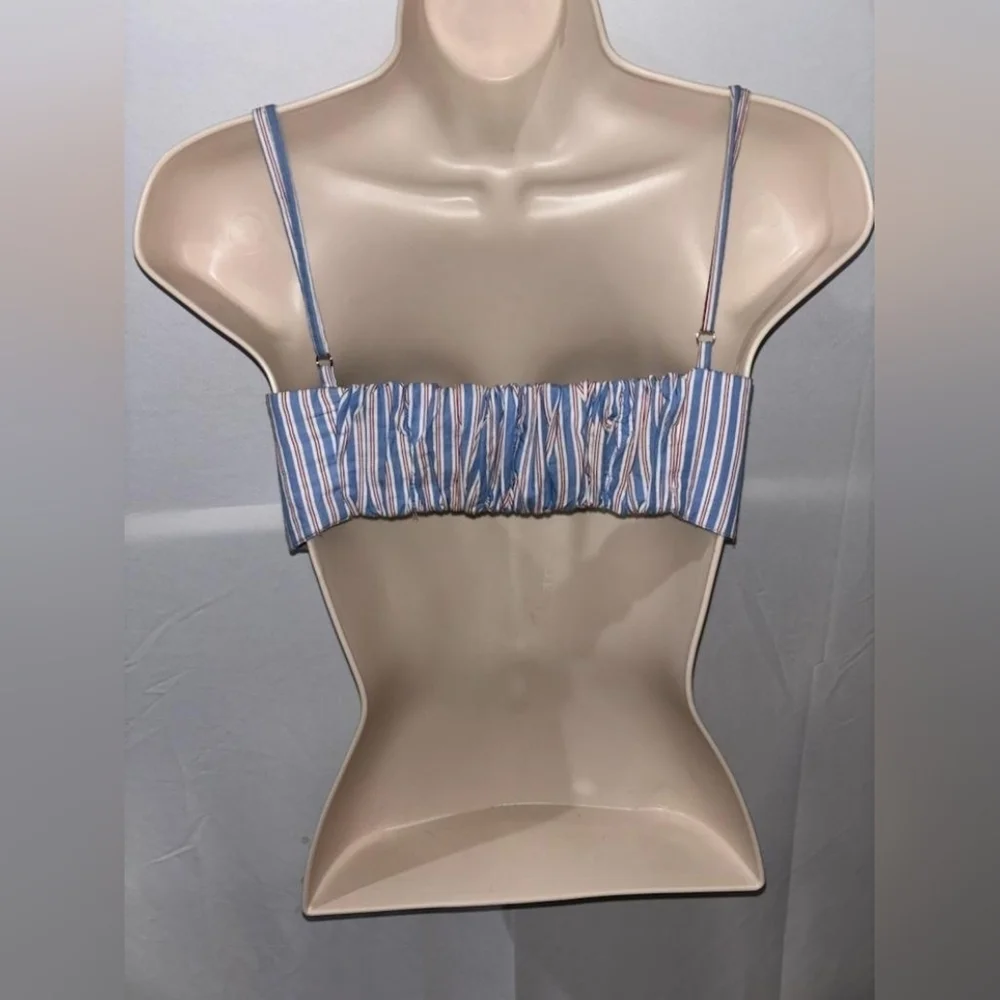 Zara Striped Structured Crop Top, Size Small - Picture 2 of 3